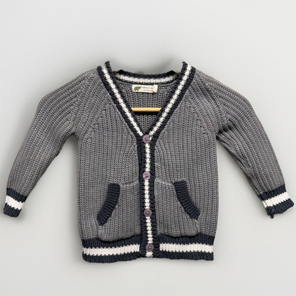 Monica & Andy Boys 2T Button Up Cardigan Sweater Gray Organic Cotton Collegiate - Picture 1 of 9